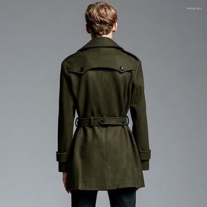 Herenwol Blends Brand Europe Winterjas voor heren nieuwste Britse stijl losse wollen uitleveringen Business Man Army Green Overcoat 6xl