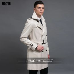 Mélanges de laine pour hommes Trench-Coat de style britannique pour hommes Manteaux pour hommes Printemps et automne Double bouton sur manteau Long Plus Size Outwear S-6xl 231117