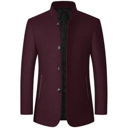 Mélanges de laine pour hommes BROWON marque manteau d'hiver hommes Style chinois col montant manteaux solides pour hommes automne et hiver affaires veste en laine décontractée 231123