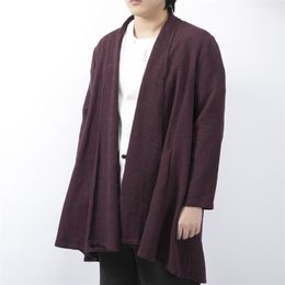 Mélanges de laine pour hommes Style chinois coton et lin coupe-vent imperméable manteau coupe-vent japonais kimono manteau hommes Cape veste haut 220915