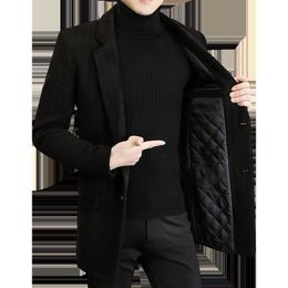 Abrigo de mezcla de lana para hombre, abrigo de algodón grueso informal cálido para otoño e invierno, cazadora sólida de negocios, prendas de vestir, chaquetas superiores 221201