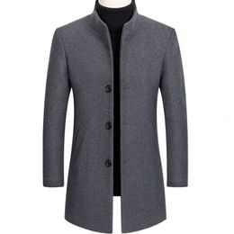 Manteau en mélange de laine pour hommes, Long Trench Business décontracté épais, pardessus de marque, vêtements d'automne et d'hiver, 221206