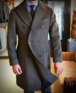 Herenjas van wolmix Lange revers Doublebreasted Winter Casual Mode Comfortabel Woon-werkverkeer Slank ontwerp 2023 230927
