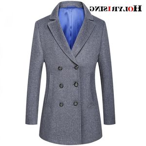 Abrigo de mezcla de lana para hombre Chaqueta cruzada de invierno de lana Abrigo informal gris Pea 18546-5 Nadi22