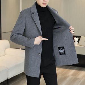 Mélanges de laine pour hommes, mode décontractée, Version coréenne de jeune manteau double face, col de costume d'âge moyen, fleur brûlée, Tweed artisanal 231102