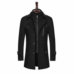 Männer Wollmischungen Mode Winter Herren Doppelkragen Dicke Jacke Einreiher Trenchcoat Männer Größe M3Xl Marke Outdoor Warm Weich 231018