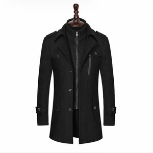 Mélanges de laine pour hommes Mode hiver hommes mélanges de laine Double col veste épaisse simple boutonnage Trench manteau hommes taille M3Xl marque extérieur chaud doux 231005