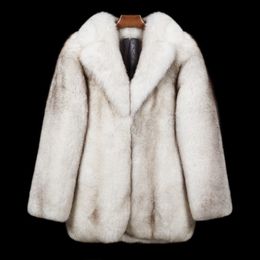 Abrigo de piel de mezcla de lana para hombre, longitud media, cuero entero, invierno, grueso, Haining 230225