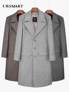 Mélanges de laine pour hommes manteau en laine à chevrons ultra long pour hommes simple boutonnage à la mode décontracté café doudoune intérieure détachable 230928