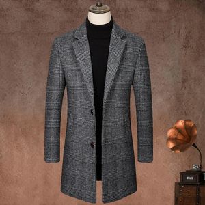 Mélanges de laine pour hommes Blazer de haute qualité allongé Style italien mode élégante Simple affaires décontracté Trench ajusté pour homme 231102