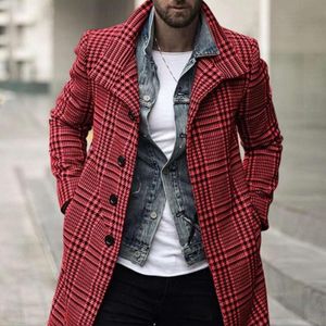 Hommes laine mélangée haute qualité Cardigan mélange pluvier étui imprimé manches longues col rabattu coupe-vent décontracté coupe ajustée manteau