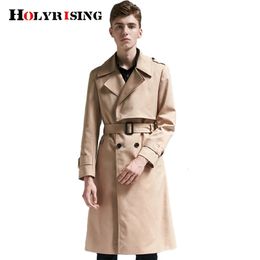 Mélanges de laine pour hommes Holyrising S-6XL Trench Long hommes gabardina hombre coupe-vent britannique classique Double boutonnage manteau de vent Beige solide 18495-5 231102