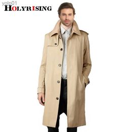 Mélanges de laine pour hommes Holyrising Trench Coat hommes décontracté Masculino pardessus mince Long manteau simple bouton coupe-vent taille confortable S-9XL 18360-5L231017