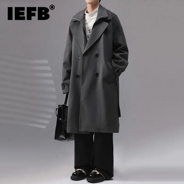 Mélanges de laine pour hommes IEFB tendance hommes laine Long manteau mode faux deux pièces personnalité mâle automne hiver vêtements 2023 laine pardessus 9C2585 231005