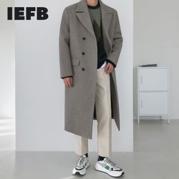 Mélanges de laine pour hommes IEFB manteau de laine mode coréenne sur le genou mi-longueur hiver épaississement ample double boutonnage chaud long 9Y4486 221206