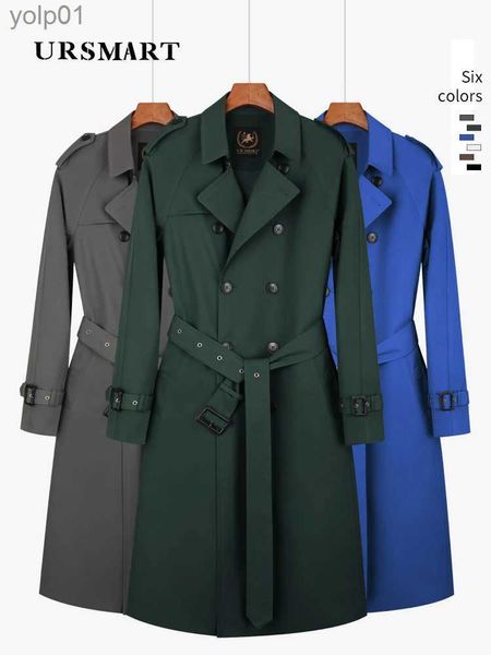 Mélanges de laine pour hommes trench-coat long au genou manches raglan croisées pour hommes marron manteau long en laine épaisse pour hommes britanniques L231017