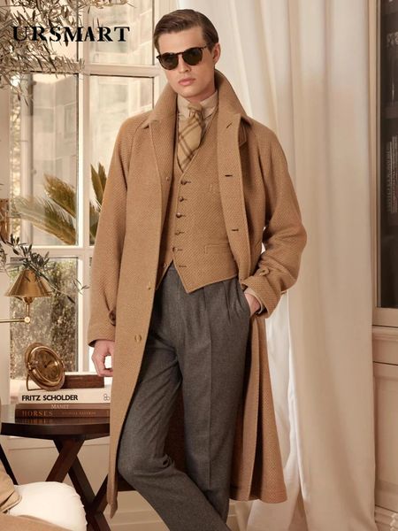 Mélanges de laine pour hommes Manteau en laine longue pour hommes camel classique simple boutonnage épaissi et détachable doudoune style britannique 231118