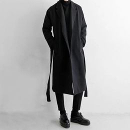 Mélanges de laine pour hommes Mafokuwz coupe-vent japonais long épais chaud trench-coat à la mode en vrac tissu de laine coréen veste streetwear 230927