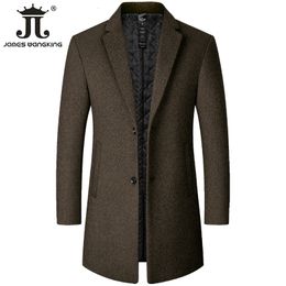 Herenwol blends mannelijke en jas massief kleur slanke middenlengte windjack warme slijtage-resistente zakelijke formele slijtage casual jas 221206