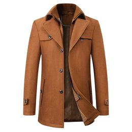 Hommes laine mélanges homme classique mode Trench manteau vestes MaleLong Slim Fit pardessus chaud vêtements d'extérieur coupe-vent 231017