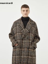 Mélanges de laine pour hommes Mauroicardi automne hiver lâche coloré élégant chaud Tweed manteau de laine hommes double boutonnage Cool luxe vêtements de créateurs 230926