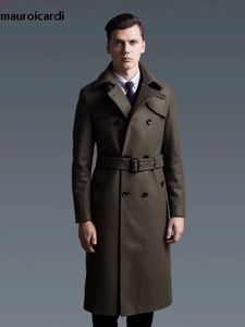 Mélanges de laine pour hommes Mauroicardi automne hiver Long épais chaud manteau de laine hommes Double boutonnage luxe élégant Chic angleterre Style laine mélanges pardessus 231123