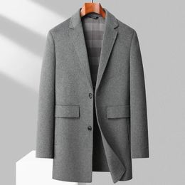 Wolmix voor heren, middellange lengte 70 dubbelzijdig, Engelse stijl mode met donsvoering, casual effen kleur 90, witte eendblazer 231012