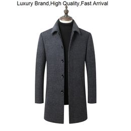 Mélanges de laine pour hommes, manteau à pois, veste longue en cachemire, pardessus d'extérieur, printemps et automne, 2023, 231017