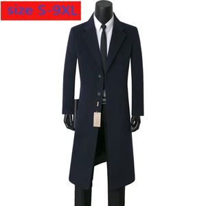 Herenwolmix Heren Kasjmier Overjas Windkleding Stijl Enkele Knoop Wol Casual X-Lange Dikke Wollen Jas Hoge Kwaliteit Grote Maten S-7XL 8XL 9XL 231019