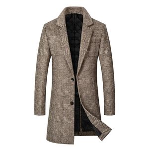Mélanges de laine pour hommes hommes cachemire Trench manteaux Plaid longues vestes d'hiver de haute qualité homme d'affaires décontracté 4XL 231017