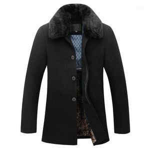 Hommes laine mélanges hommes décontracté coupe ajustée hiver chaud pardessus hommes caban Manteau Homme fourrure 2021 marque Design vestes1