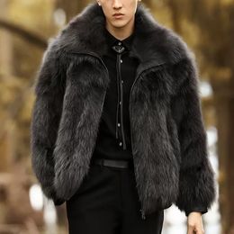 Mélanges de laine pour hommes manteau de fourrure pour hommes veste d'hiver véritable avec fermeture éclair revers marque de luxe vestes courtes pour 231202