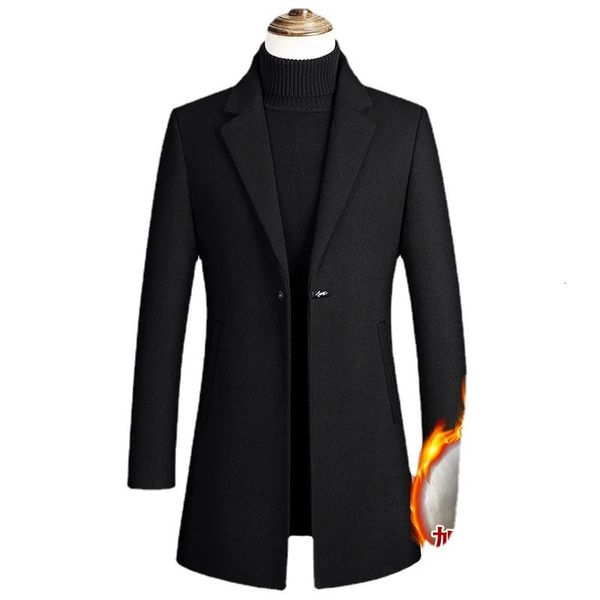 Mélanges de laine pour hommes, vestes d'hiver longues, Trench-coat en cachemire, haute qualité, décontracté, 4XL, 231127