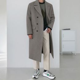 Мужская смесовая шерсть, мужское осеннее шерстяное пальто средней длины, утолщенное пальто в корейском стиле, двубортные модные шерстяные куртки с длинными рукавами Q172 221124