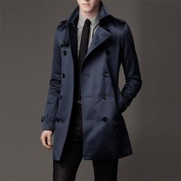 Herenwol mengsels herenrapel trench jas dubbele borsten slanke fit jas medium en lange lente en herfst dunne Britse stijl business 220915