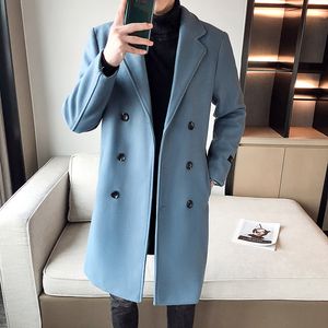 Hommes laine mélanges hommes hiver épais chaud Trench manteau Double boutonnage laine manteaux affaires de luxe longue Slim Fit mâle Trench veste pardessus M3XL 221121