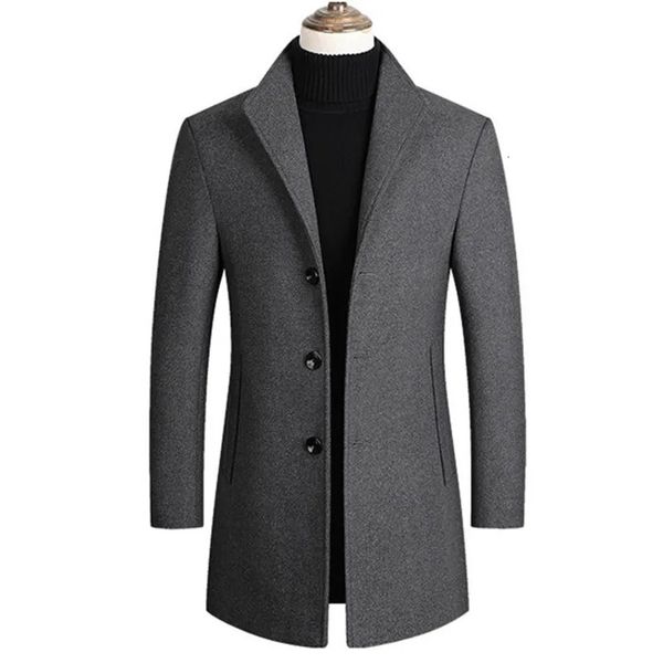 Mélanges de laine pour hommes Hommes mélanges de laine manteaux Trench caban printemps hiver couleur unie haute qualité hommes laine veste luxueux marque vêtements 231211