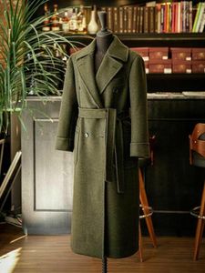 Mélanges de laine pour hommes costumes pour hommes une pièce sur mesure vert foncé revers formel épais Long manteau sur mesure Viol22