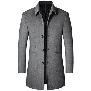 Blends de laine masculine pour hommes trench coat à veste mélange slim fit simple poitrine top pois hiver