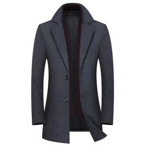 Hommes laine mélanges hommes laine manteau automne hiver coton épaissir veste manteaux haute qualité mâle coupe-vent chaud Trench pardessus S-4XL