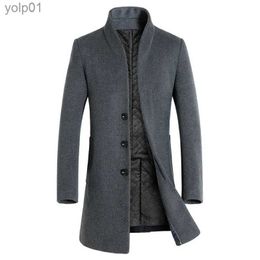 Men's Wool Blends Nouveau automne hiver marque hommes laine mélanges manteaux mode couleur unie moyen Long pardessus de luxe affaires décontracté laine manteau S-3XLL231017