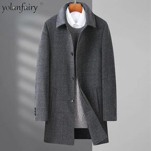 Mélanges de laine pour hommes Manteau de laine pour hommes surdimensionné pardessus hommes Double face Tweed Trench mâle laine haut s hiver Casaco Masculino FCY 231211