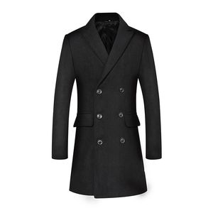 Mélanges de laine pour hommes Parklees hiver laine trench-coat hommes double boutonnage à manches longues mince manteau de laine décontracté quotidien bureau streetwear 220930