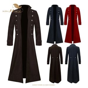 Wolmix voor heren SISHION Lang middeleeuws renaissancekostuum Gentlema-jassen VD3537 Gothic Steampunk Trench Vintage Japon Outfit-jas voor heren S-5XL 231102