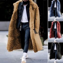 Mezclas de lana para hombres Moda de invierno Abrigo de felpa de gamuza para hombres Longitud media Piel sintética Espesar Abrigo cálido Alta calidad Hombre Ropa de abrigo suelta a prueba de viento 230912
