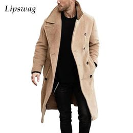 Mannen Wol Blends Vintage Grote Kraag Jassen Mannen Winter Warme Dikke Windjacks Heren Kleding Mode Losse Lange Bovenkleding streetwear 231011