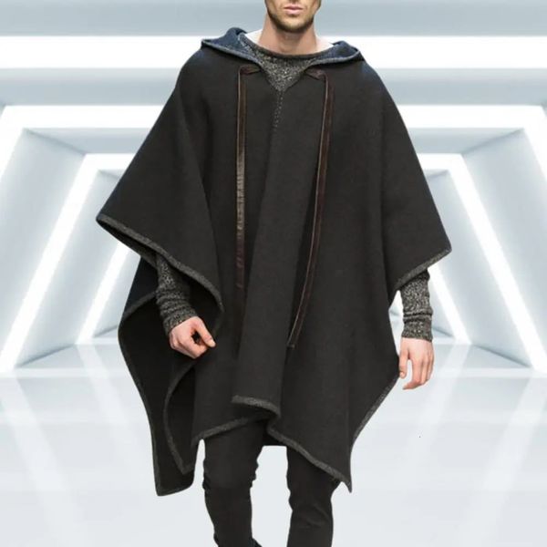 Mezclas de lana para hombres Poncho vintage Hombres de gran tamaño con capucha Irregular Trench Punk Ropa de abrigo masculina Abrigos de moda Capa Capucha Color sólido Cabo Mujer 231016