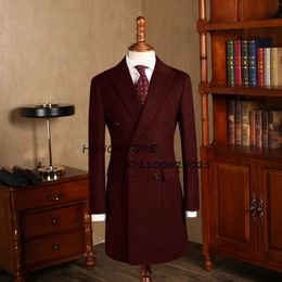 Manteau d'hiver en mélange de laine pour hommes, robe à Double boutonnage à revers, pour dîner de mariage, veste cintrée personnalisée pour hommes, 230927