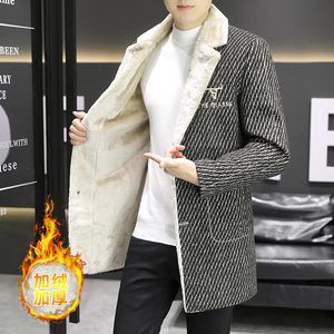 Mélanges de laine pour hommes veste d'hiver en velours côtelé hommes Plus velours épaissi manteau chaud décontracté affaires Social coupe-vent vêtements 231020