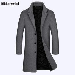 Winterjas voor heren van wolmix voor heren Klassiek Causaal Woon-werkverkeer Halflange jas Verdikt Grijs 50 Koreaanse mode Warme overjas 231120